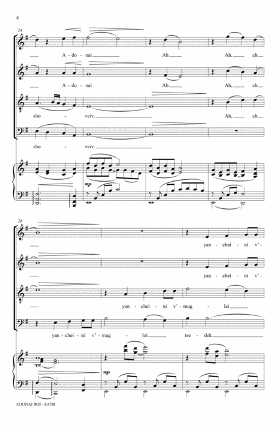 Adonai Roi (Psalm 23) (Rejoice: Honoring the Jewish Spirit) (arr. David Chase) 4-Part scores gallery preview page 4