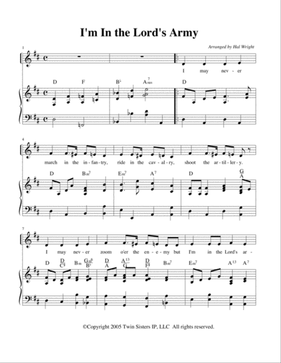 I'm In The Lord's Army Voice scores gallery preview page 1
