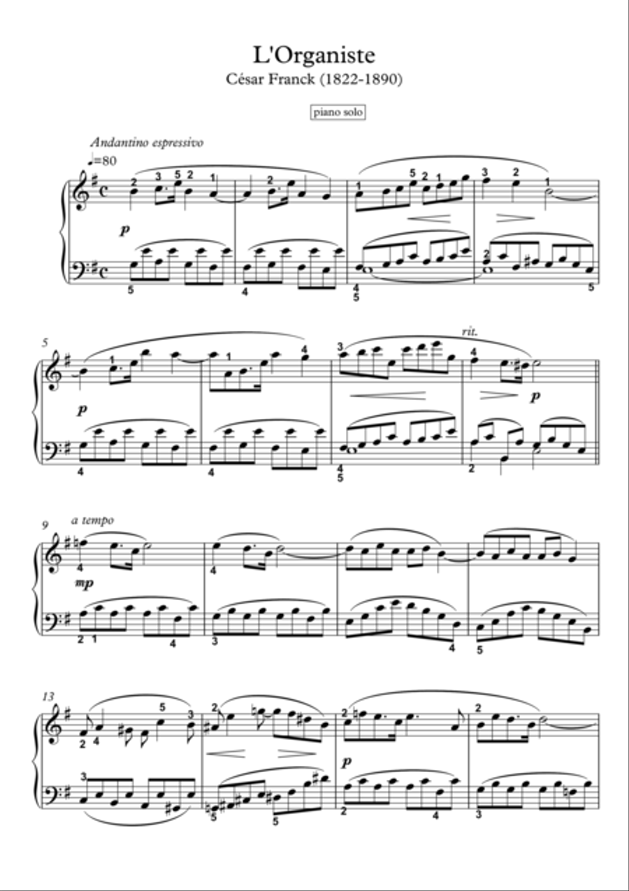 L'Organiste Andantino Organ scores gallery preview page 1