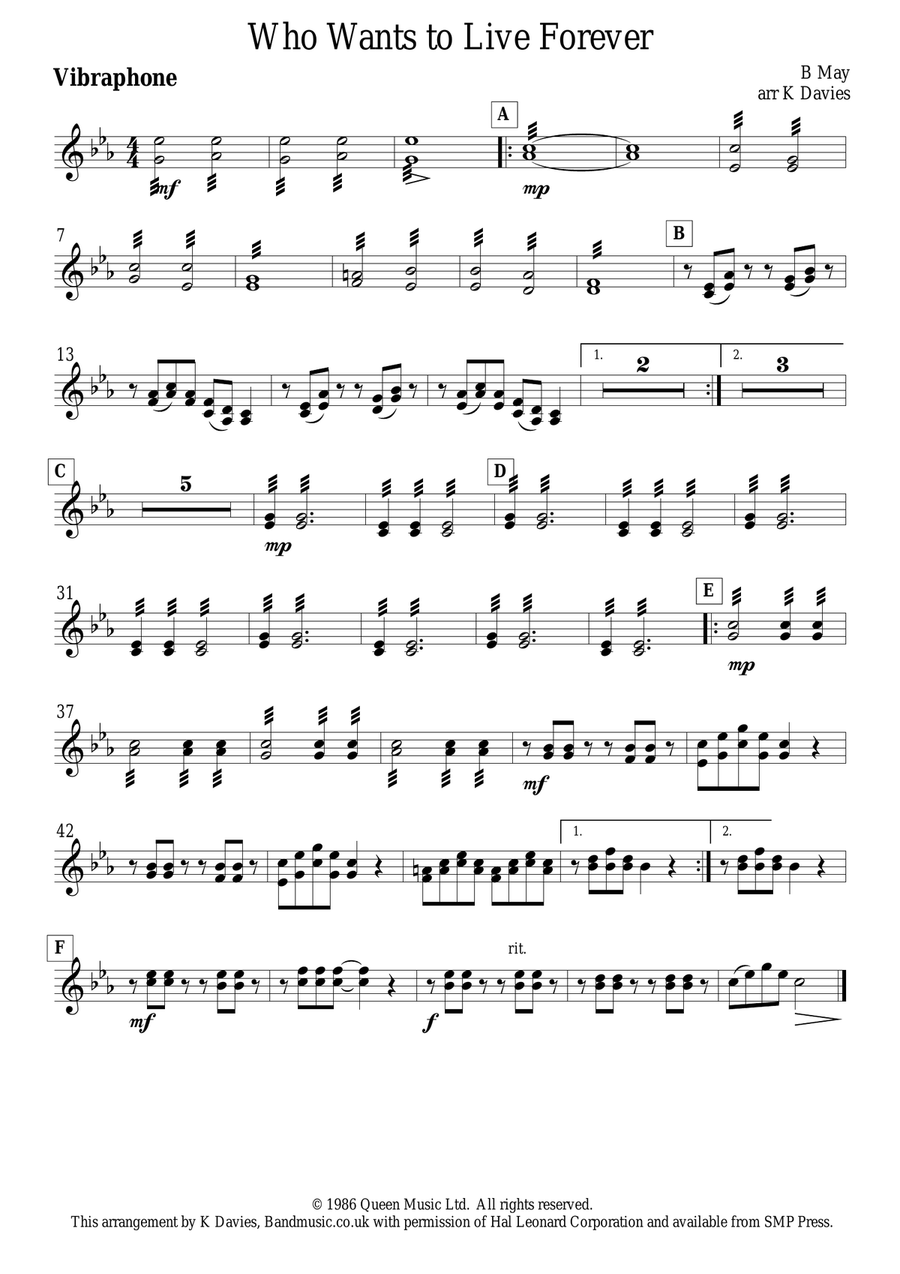 Who Wants To Live Forever Small Ensemble scores gallery preview page 5