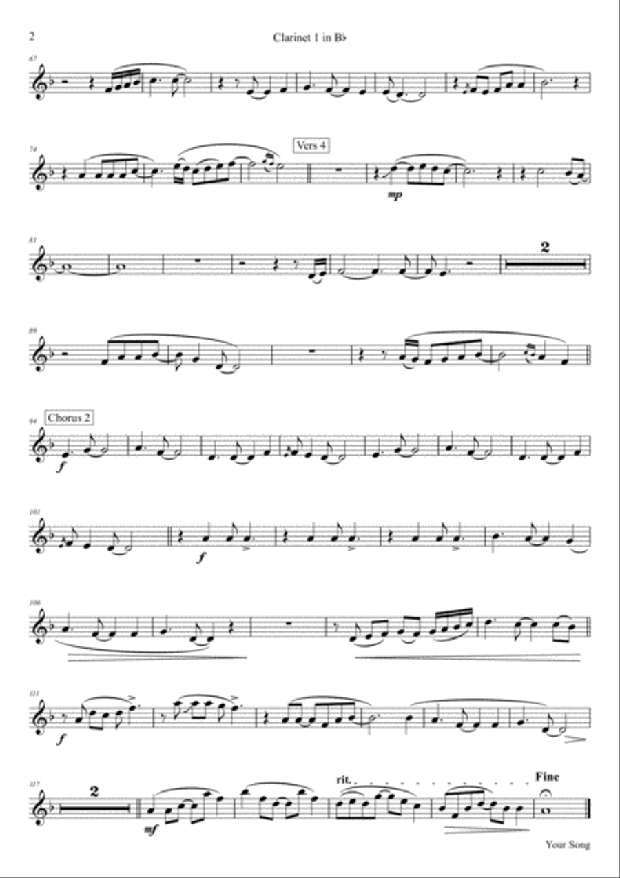 Your Song Clarinet Quartet scores gallery preview page 6