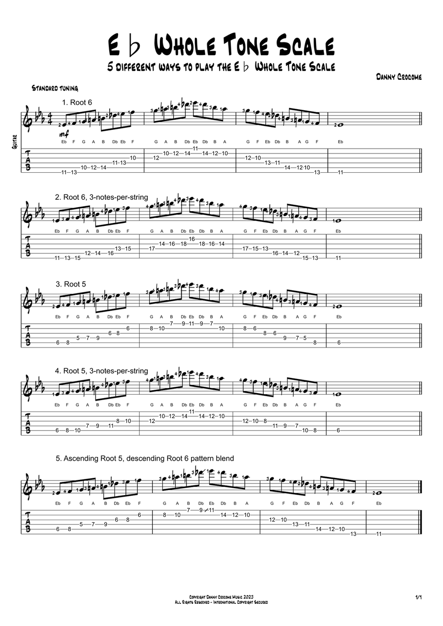 Eb Whole Tone Scale (5 Ways to Play) Electric Guitar scores gallery preview page 1