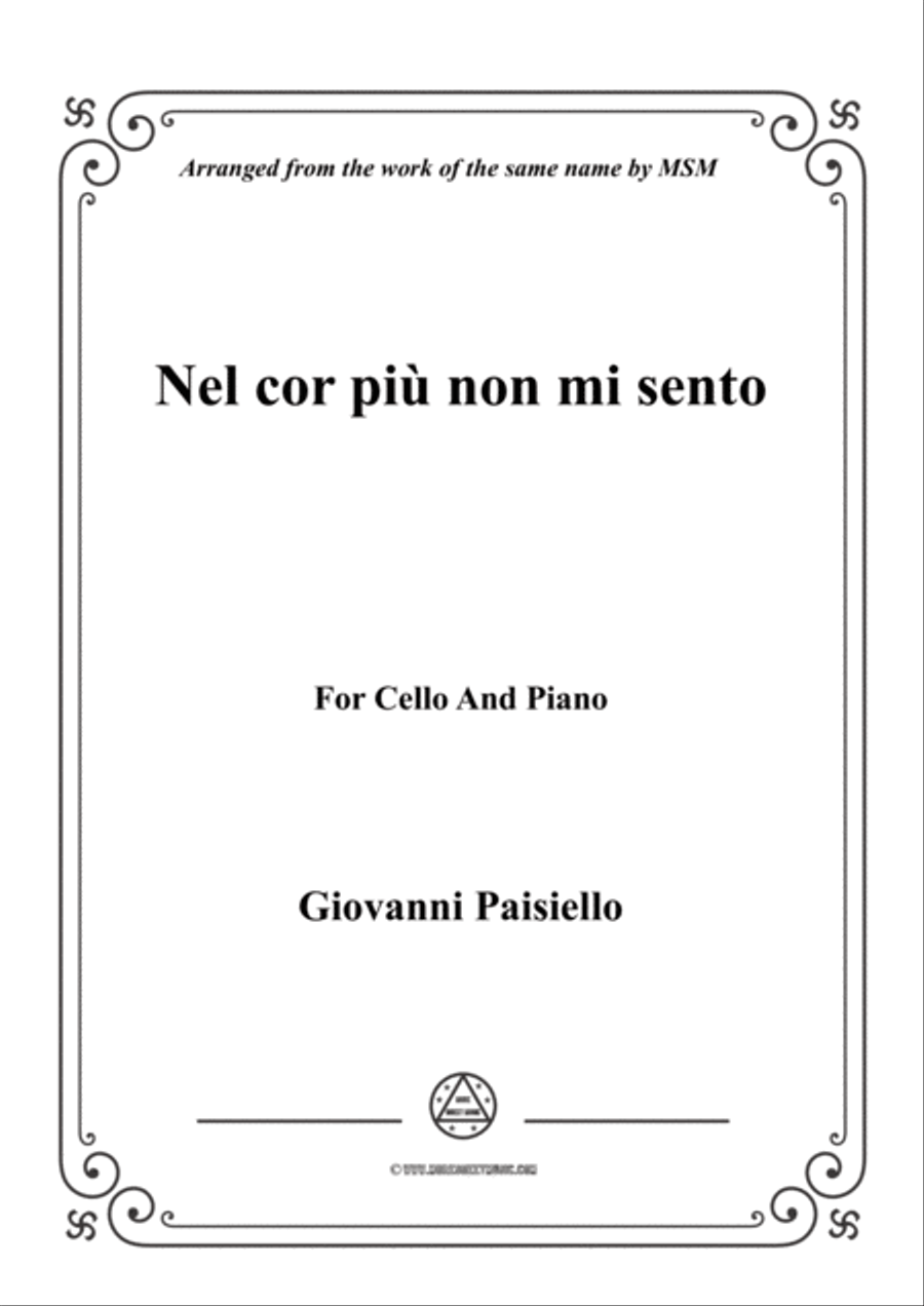 Paisiello-Nel cor più non mi sento,for Cello and Piano Piano scores gallery preview page 1