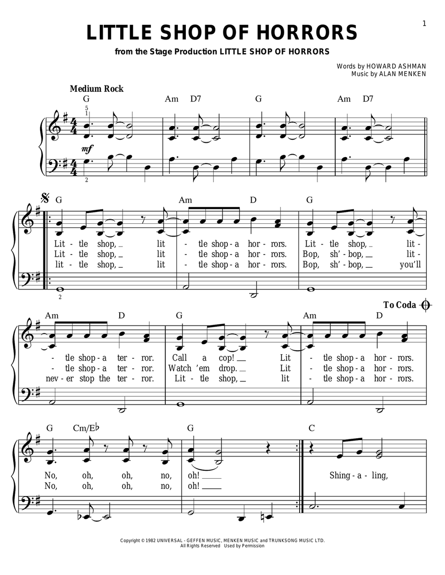 Little Shop Of Horrors (from Little Shop of Horrors) Voice scores gallery preview page 1
