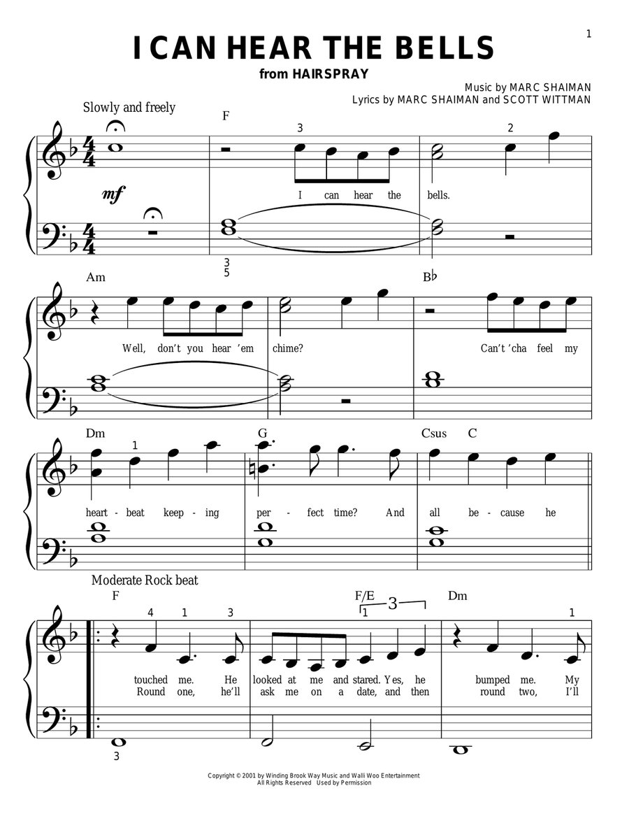 I Can Hear The Bells Easy Piano scores gallery preview page 1