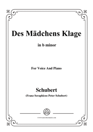 Book cover for Schubert-Des Mädchens Klage,in b minor,Op.8,No.3,for Voice and Piano