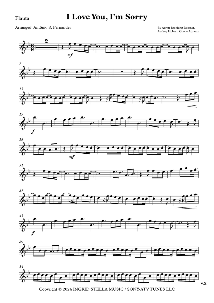 I Love You, I'm Sorry Flute Solo scores gallery preview page 1
