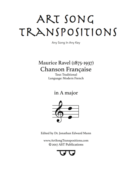 RAVEL: Chanson Française (transposed to A major)