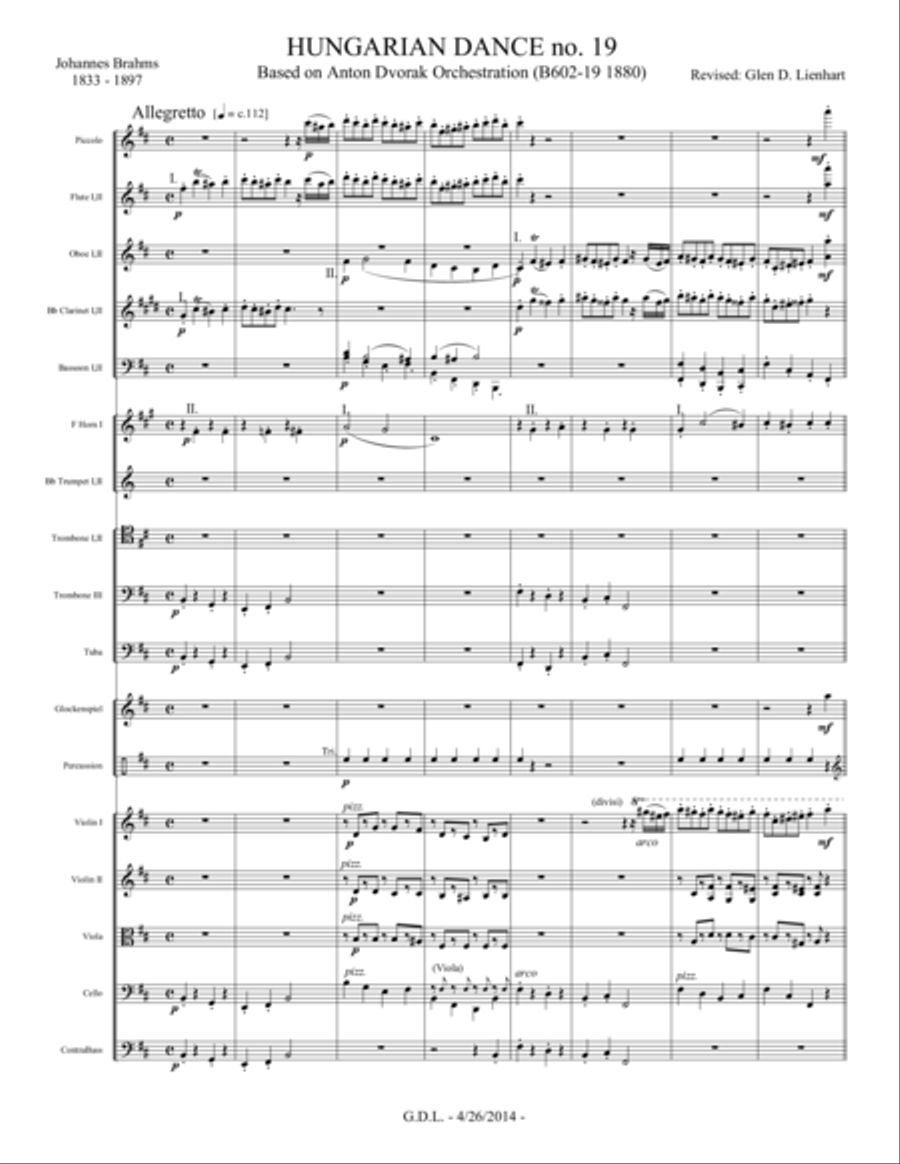 Hungarian Dance no. 19 and no. 20 - Extra Score Full Orchestra scores gallery preview page 1