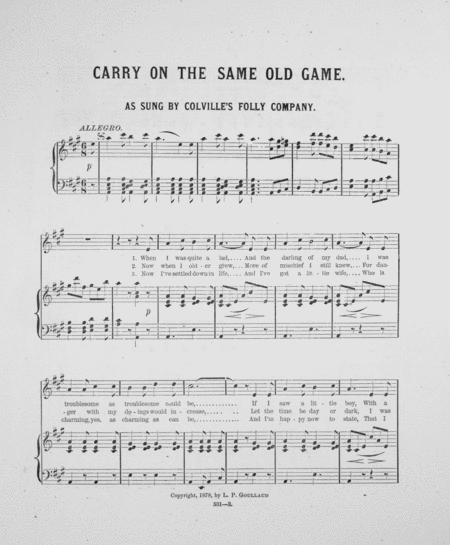 Babes in the Wood. Popular Melodies. Carry on the Same Old Game