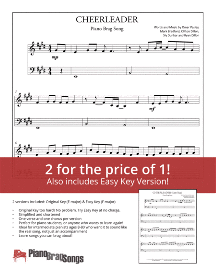 Cheerleader Easy Piano scores gallery preview page 1