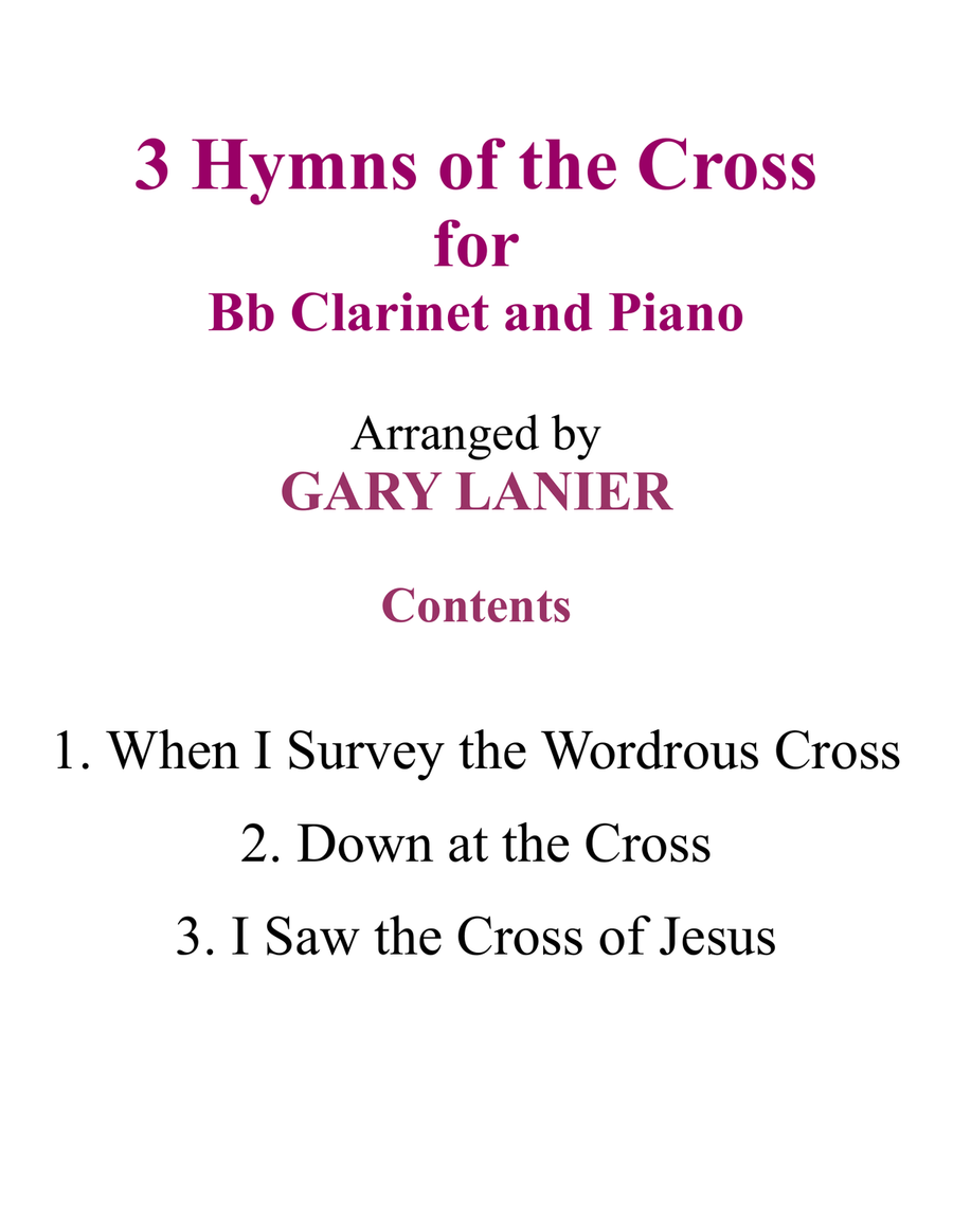 Gary Lanier: 3 HYMNS of THE CROSS (Duets for Bb Clarinet & Piano) Woodwind Duet scores gallery preview page 2