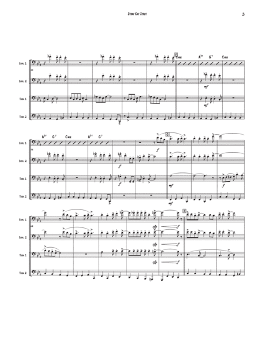 Stray Cat Strut Brass Quartet scores gallery preview page 3