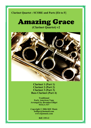 Book cover for Amazing Grace - Clarinet Quartet Score and Parts PDF