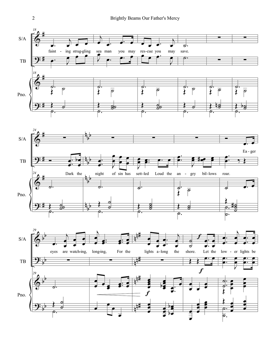 Brightly Beams Our Father's Mercy SATB Easy 4-Part scores gallery preview page 2