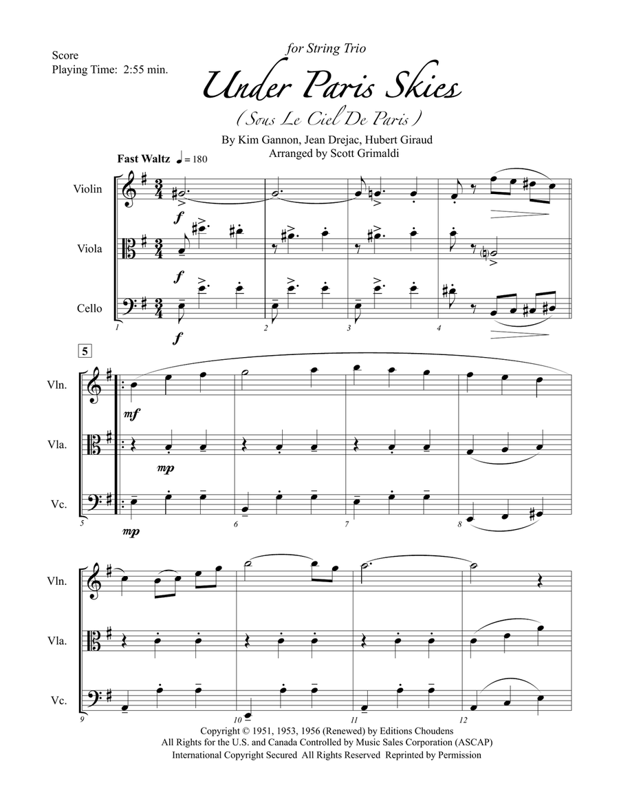 Under Paris Skies String Trio scores gallery preview page 2