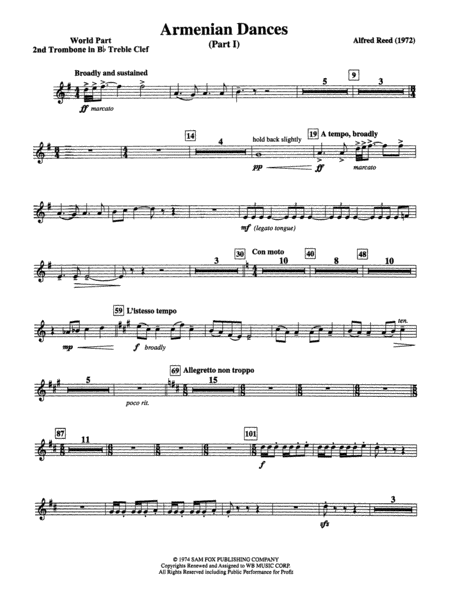 Armenian Dances, Part I: (wp) 2nd B-flat Trombone T.C.