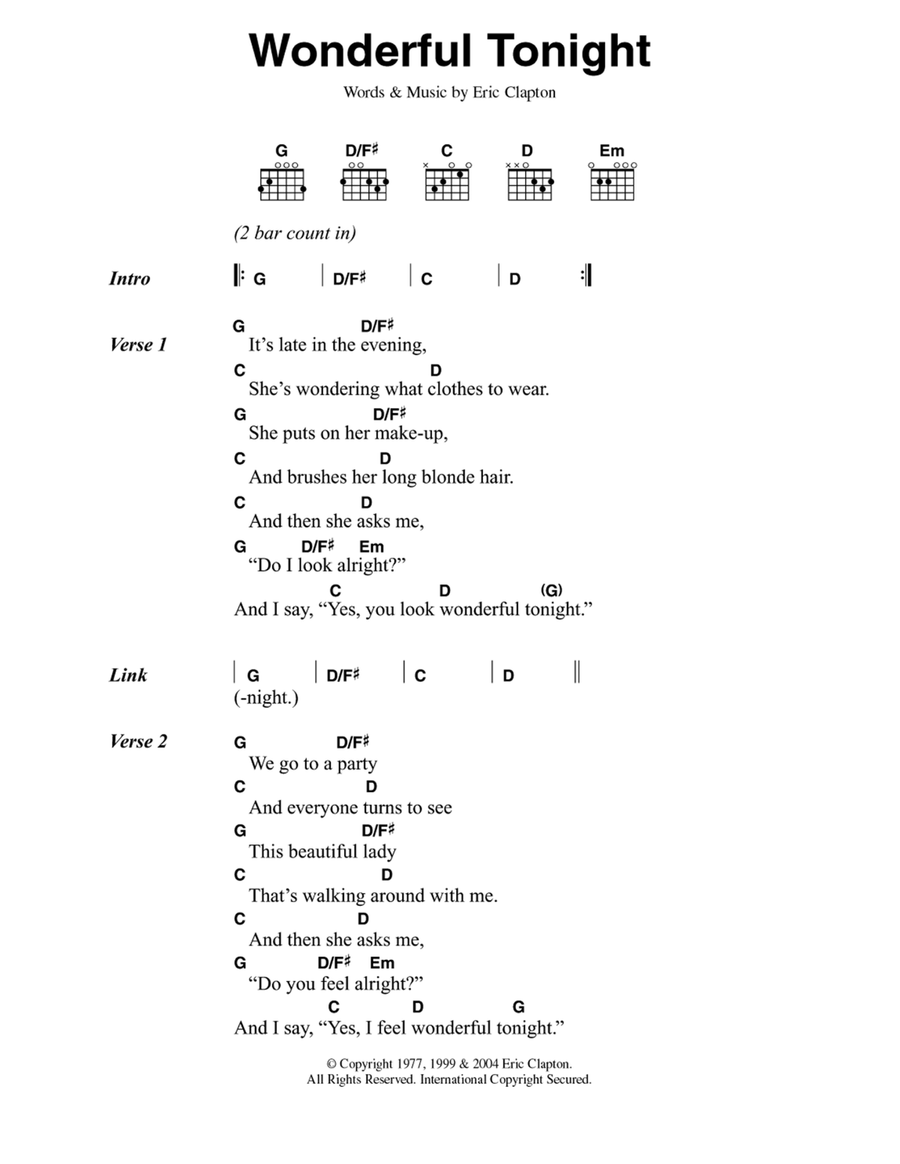 Wonderful Tonight Guitar scores gallery preview page 1
