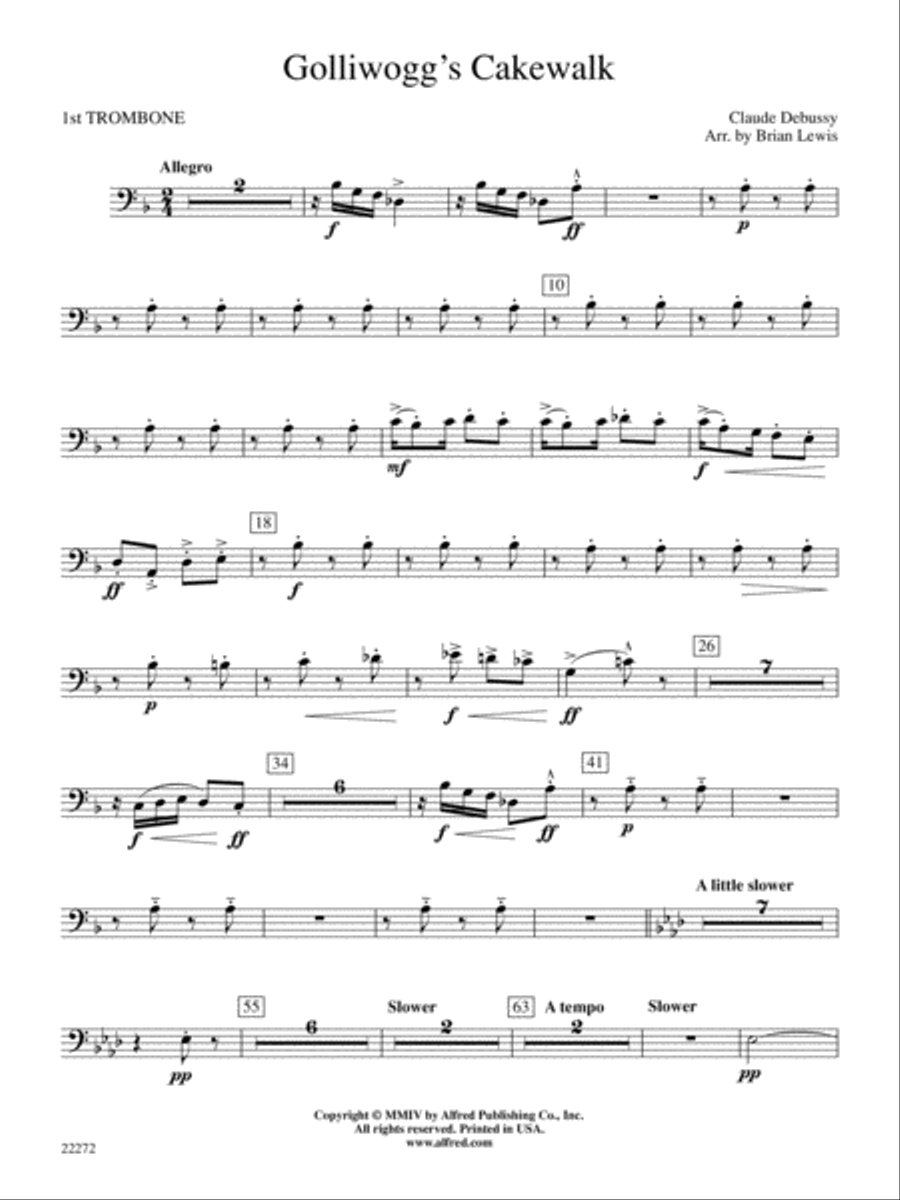 Golliwogg's Cakewalk: 1st Trombone Concert Band scores gallery preview page 1