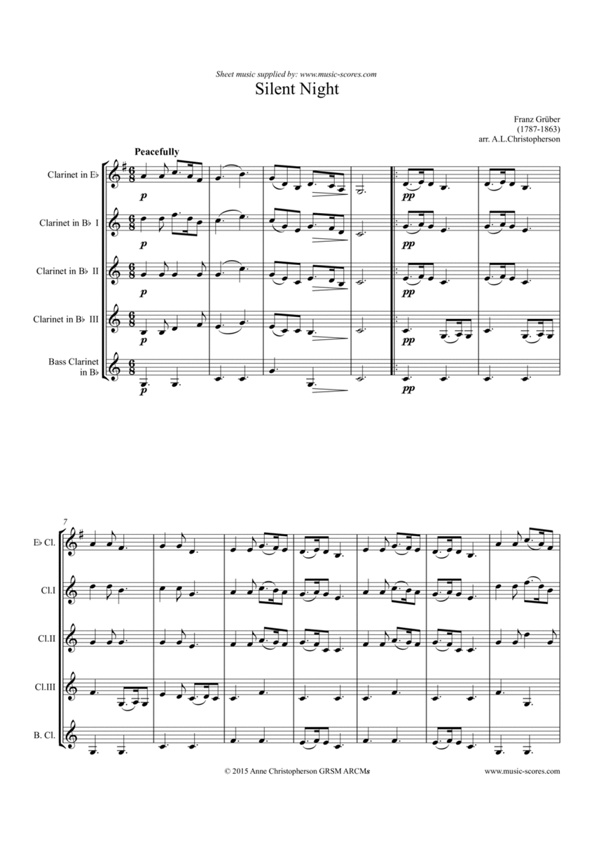 Silent Night - Clarinet quintet - Bb major image number null