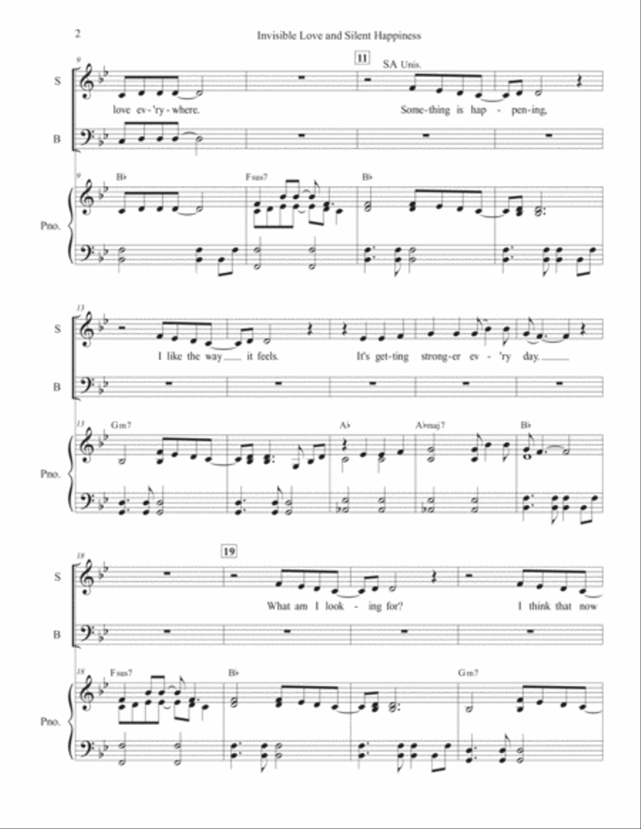 Invisible Love and Silent Happiness (SATB) Joy of Spirit - Song for All Choirs 4-Part scores gallery preview page 2