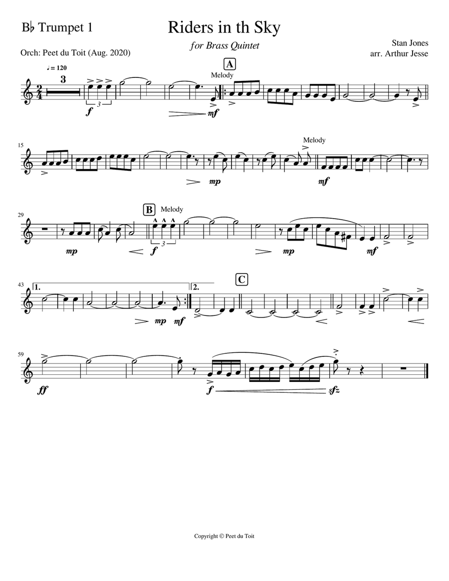 (ghost) Riders In The Sky (a Cowboy Legend) Brass Ensemble scores gallery preview page 5