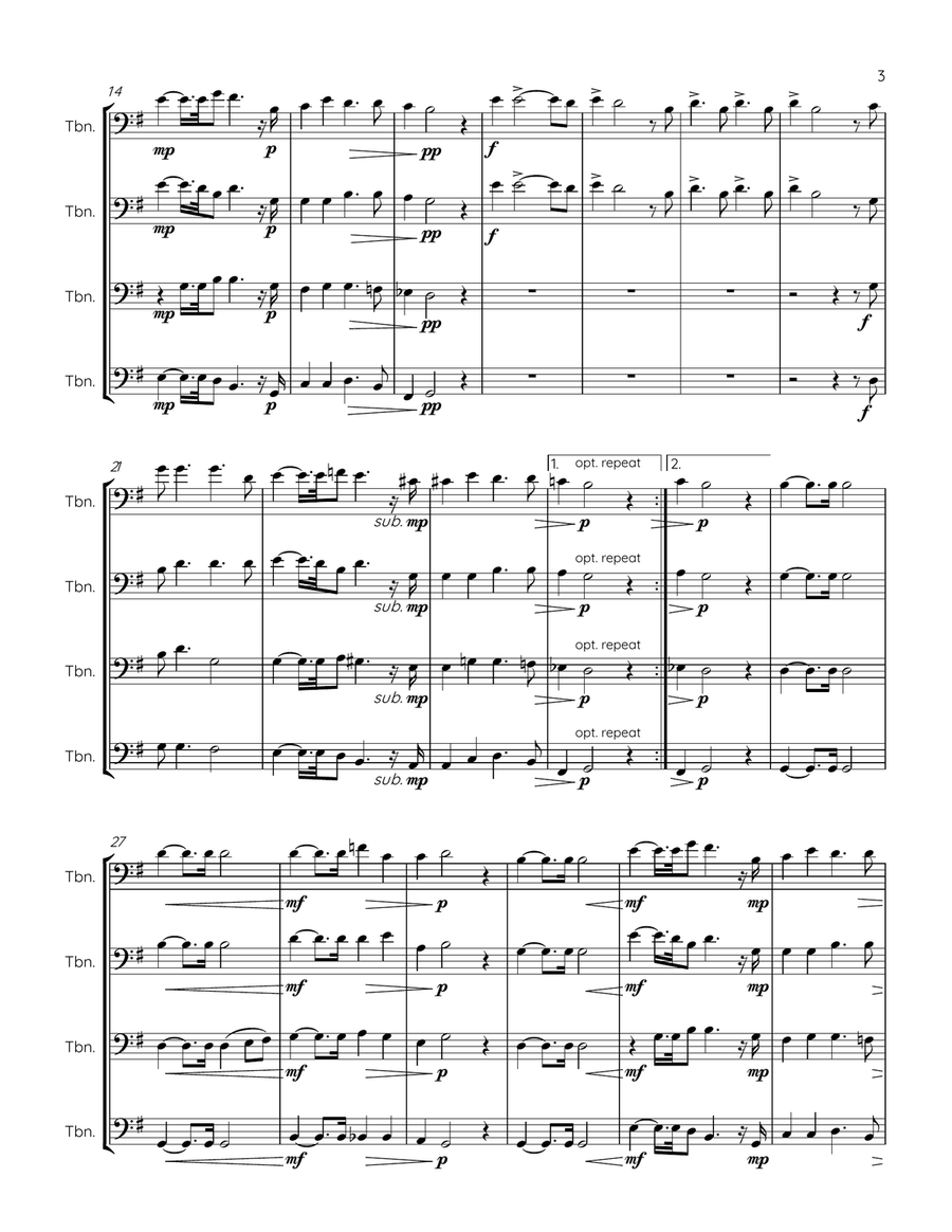 Steal Away - Trombone Quartet Trombone Quartet scores gallery preview page 3