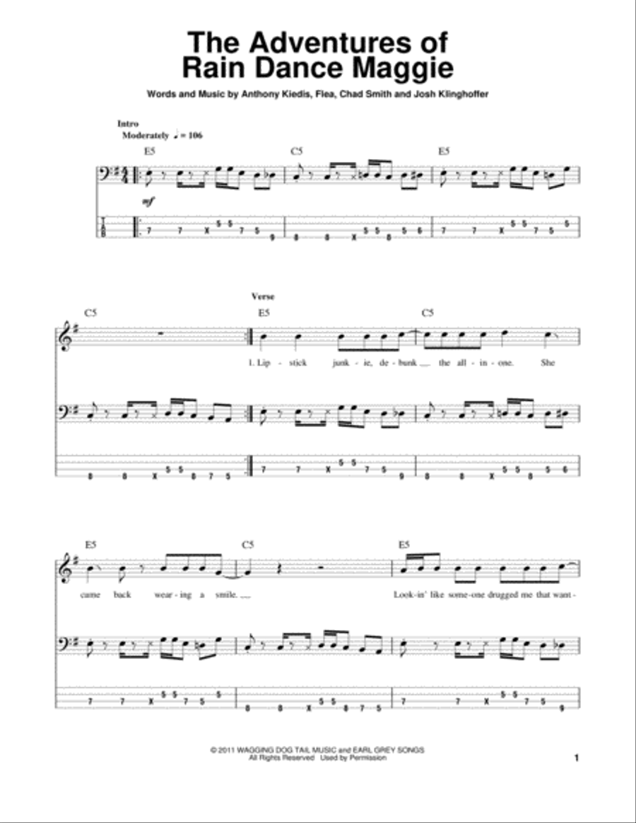 The Adventures Of Rain Dance Maggie Guitar Tablature scores gallery preview page 1