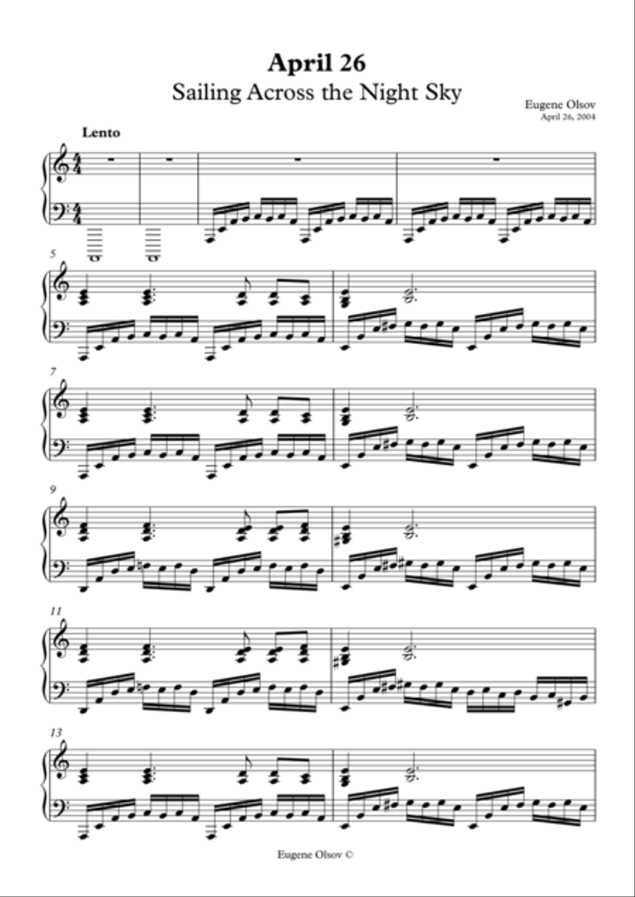 April 26 (Sailing Across the Night Sky) Piano Solo scores gallery preview page 1