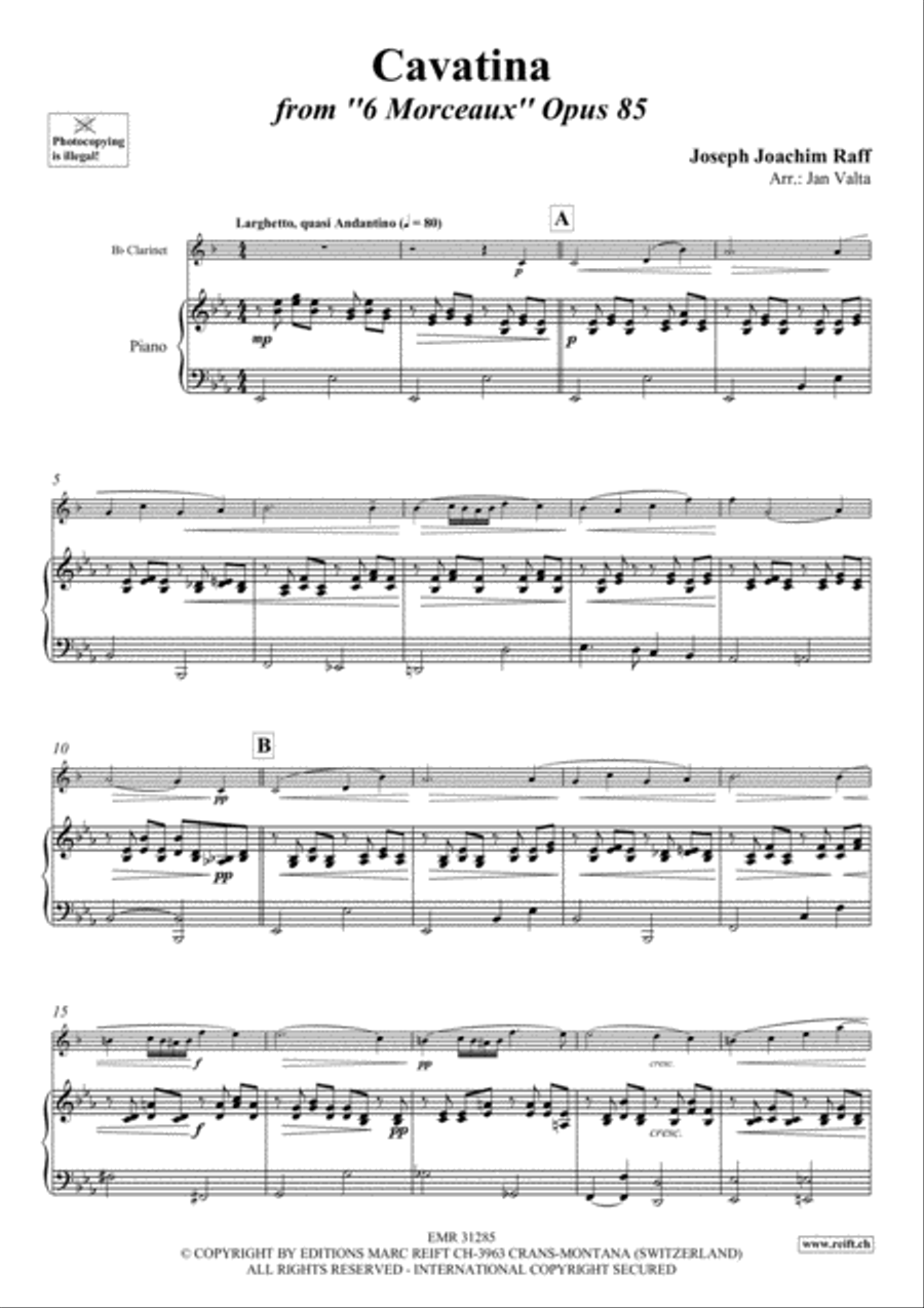 Cavatina Clarinet Solo scores gallery preview page 4