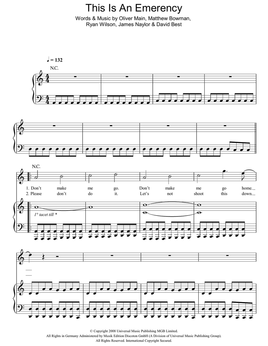 This Is An Emergency This Is An Emergency Piano, Vocal, Guitar scores gallery preview page 1