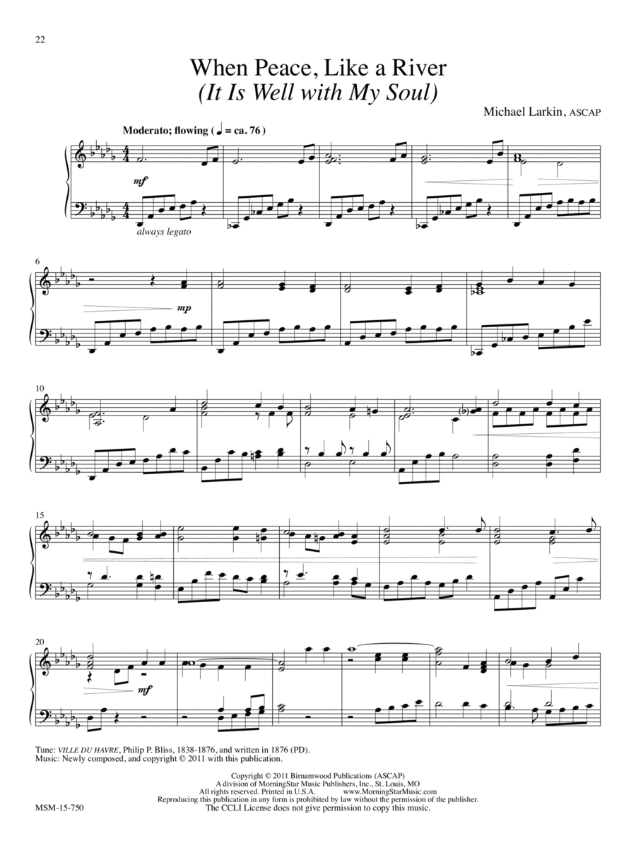 When Peace, Like a River (It Is Well with My Soul) Piano Solo scores gallery preview page 1