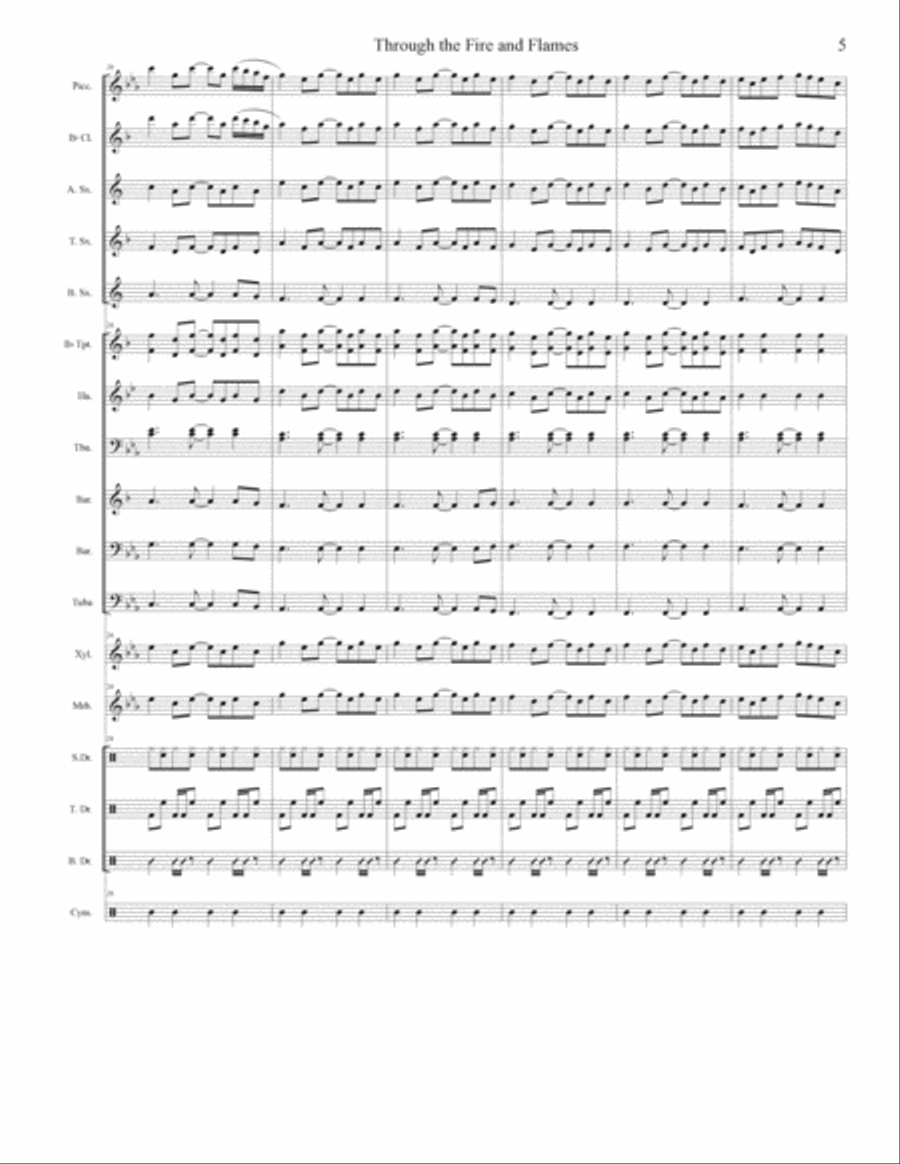 Through The Fire And Flames Marching Band scores gallery preview page 5