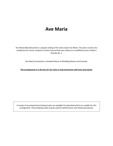 Ave Maria for Solo Voice / Solo Instrument in C image number null