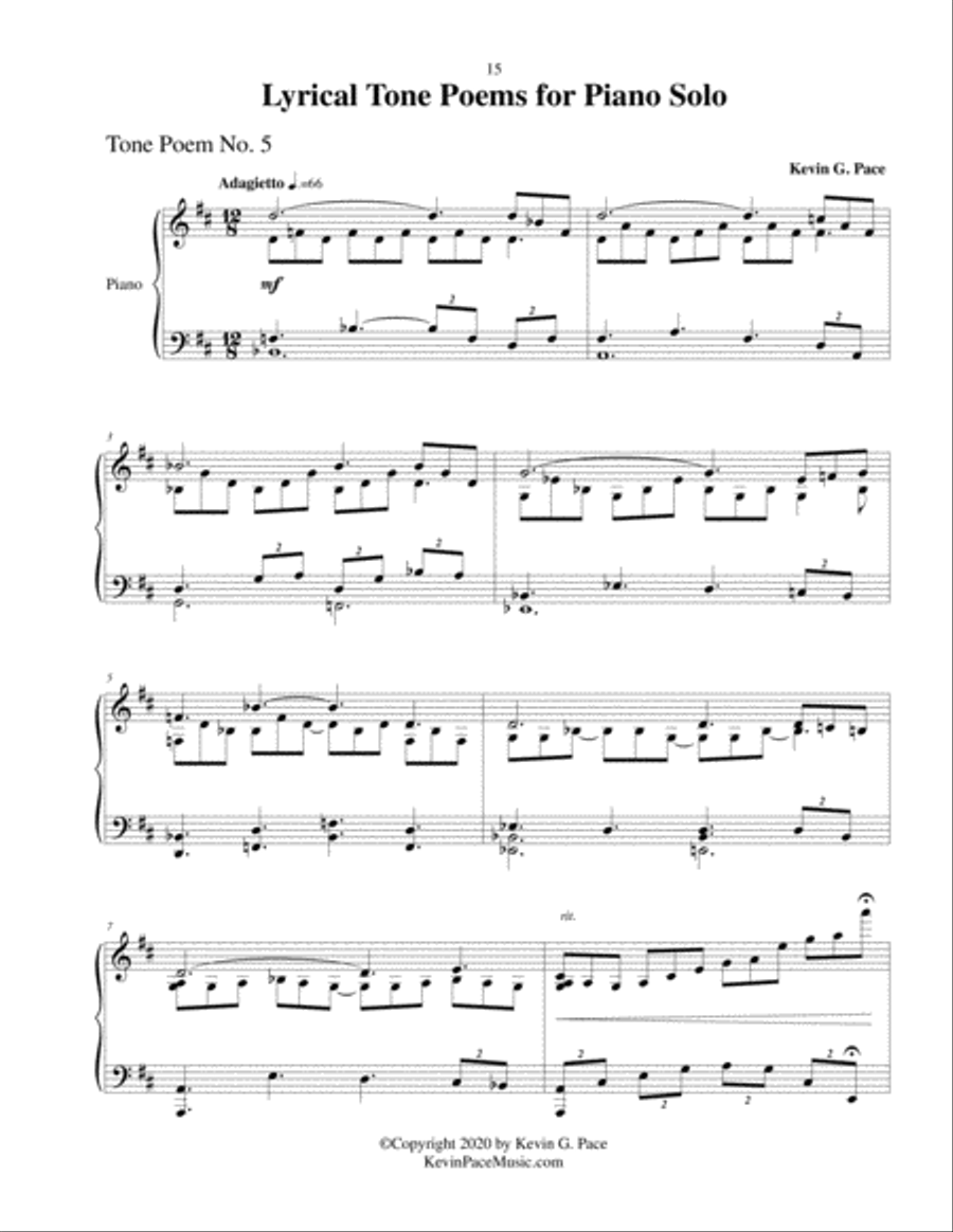 Lyrical Tone Poem No. 5, piano solo Piano Solo scores gallery preview page 2