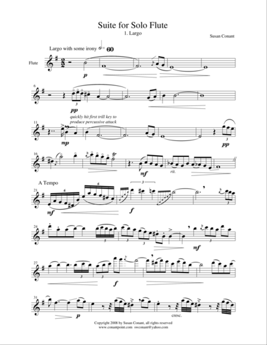 Suite for Solo Flute 1. Largo Flute Solo scores gallery preview page 1
