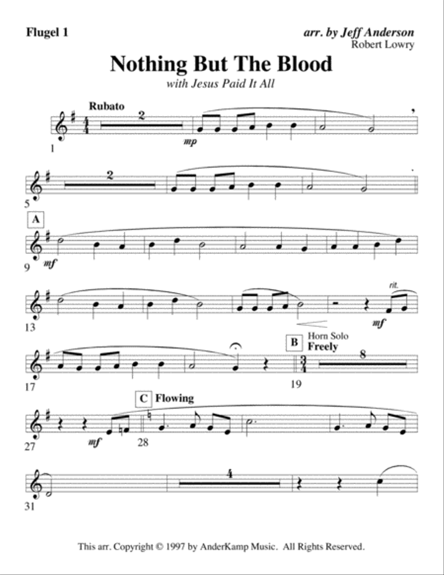 Nothing But the Blood of Jesus for Brass Quintet image number null