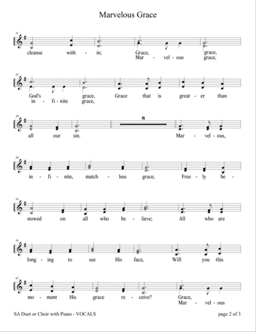 Marvelous Grace (SA Duet with Piano Accompaniment) SA scores gallery preview page 4
