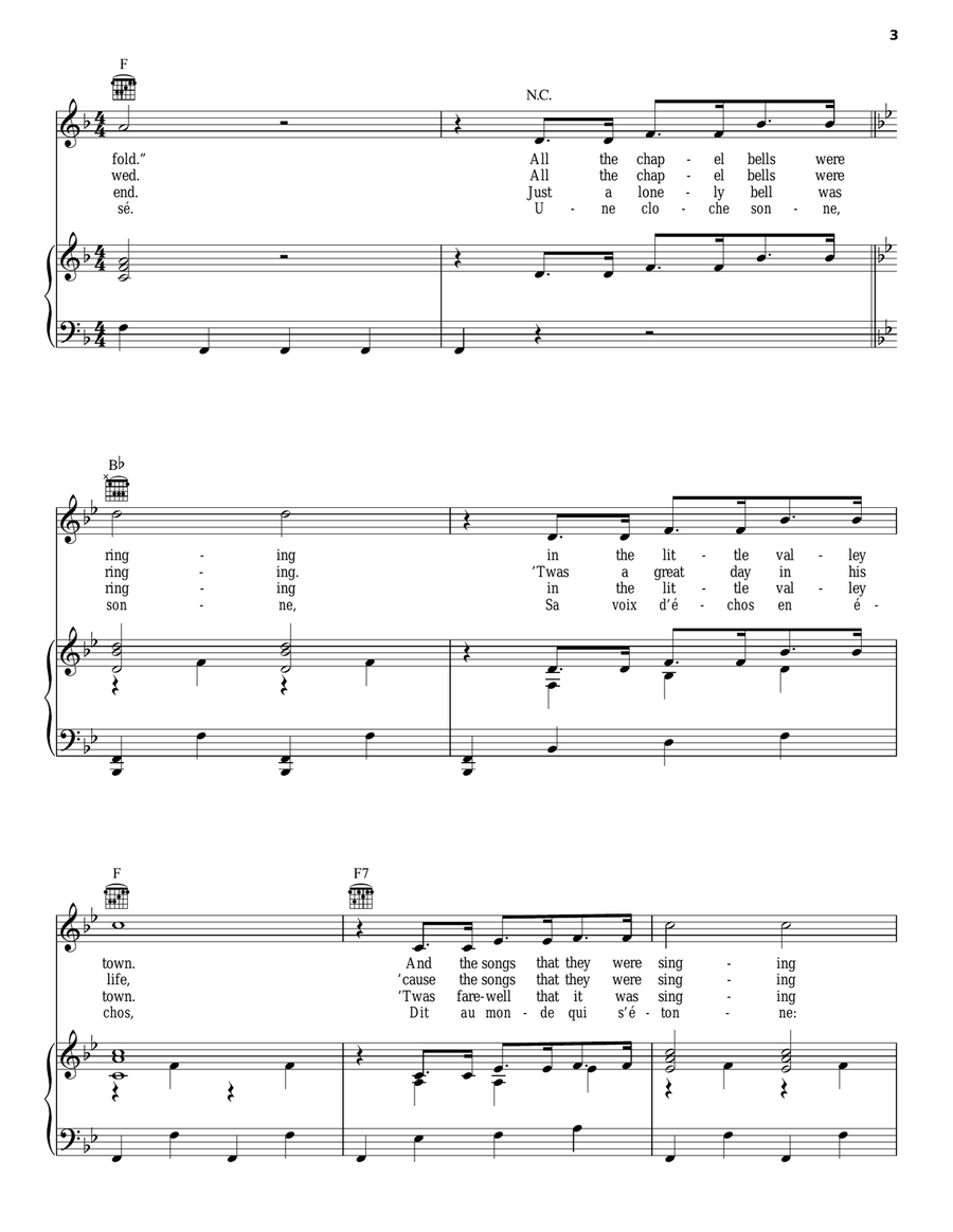 The Three Bells Piano, Vocal, Guitar scores gallery preview page 3