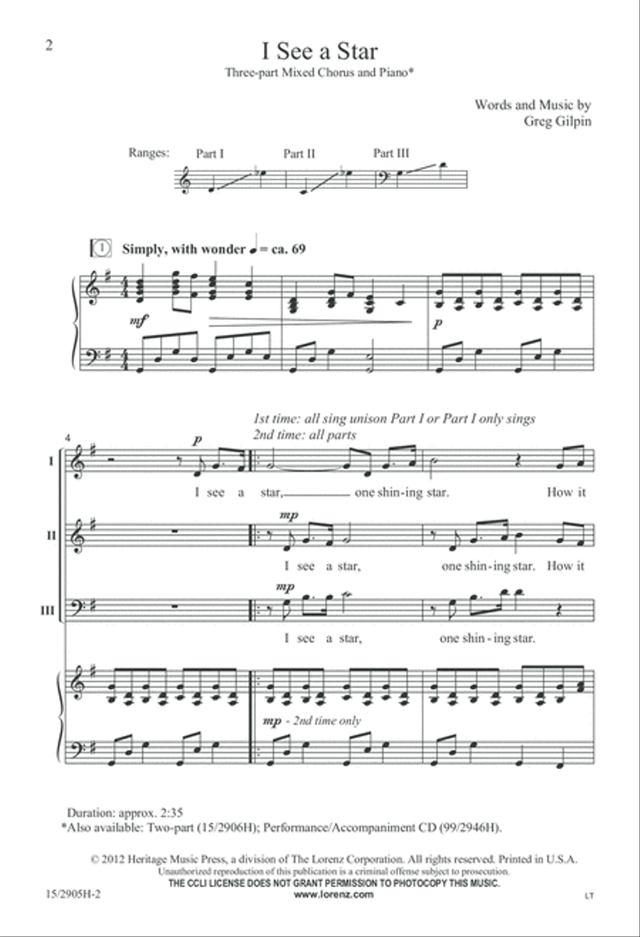 I See a Star 3-Part scores gallery preview page 2