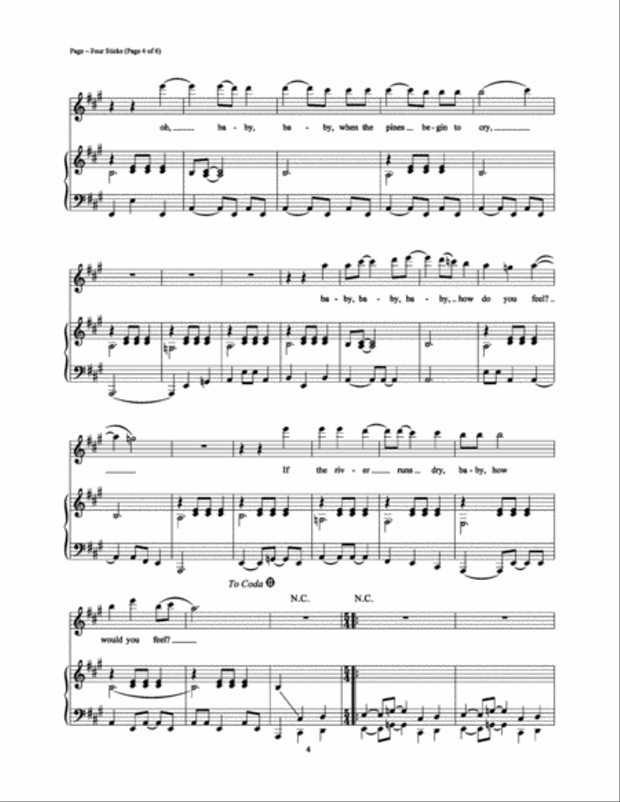 Four Sticks Piano, Vocal, Guitar scores gallery preview page 4