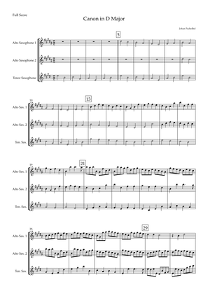 Canon in D Major (Johann Pachelbel) for Saxophone Trio