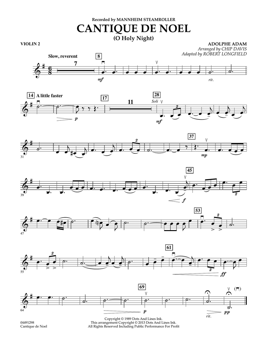 Cantique de Noel (O Holy Night) - Violin 2