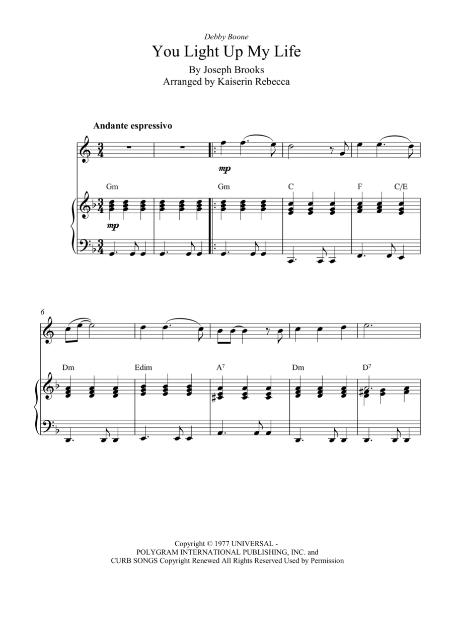 You Light Up My Life You Light Up My Life English Horn scores gallery preview page 1