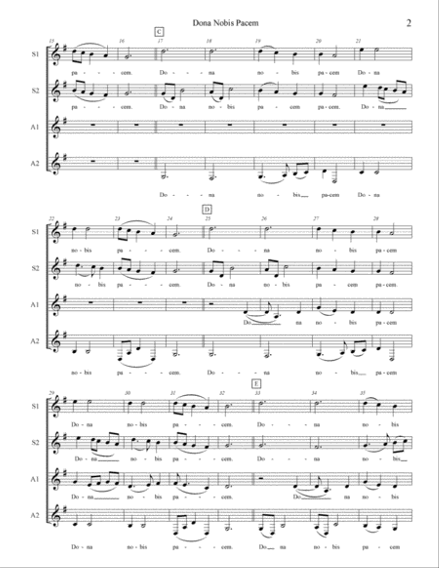 Dona Nobis Pacem SSAA a cappella SSAA scores gallery preview page 2