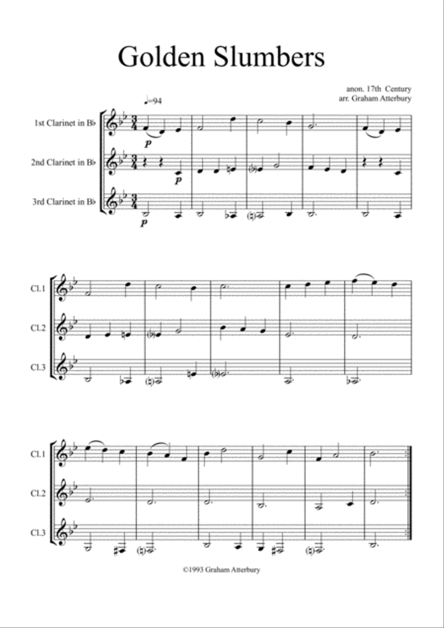 Golden Slumbers Woodwind Trio scores gallery preview page 1