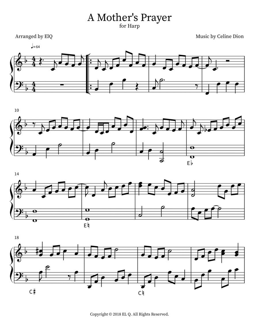 A Mother's Prayer Harp scores gallery preview page 1