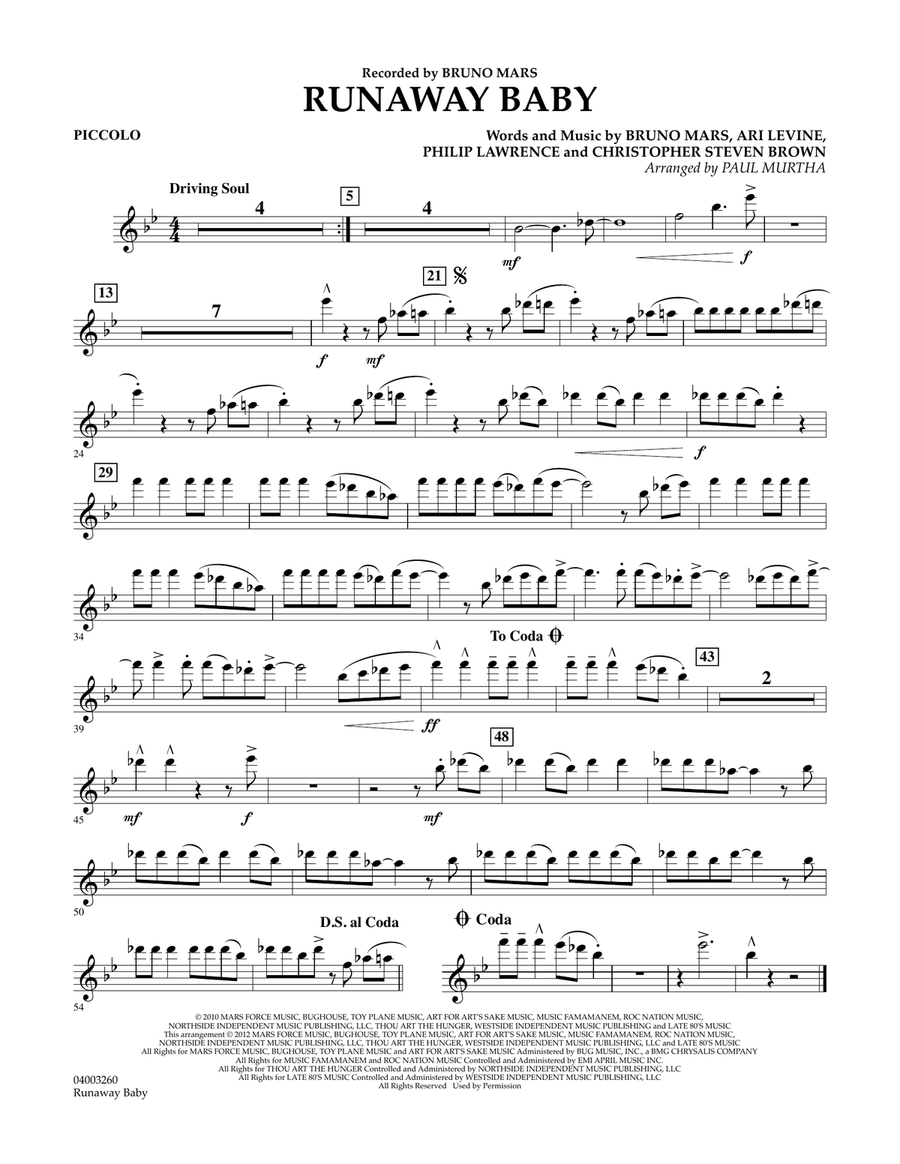 Runaway Baby - Piccolo Concert Band scores gallery preview page 1