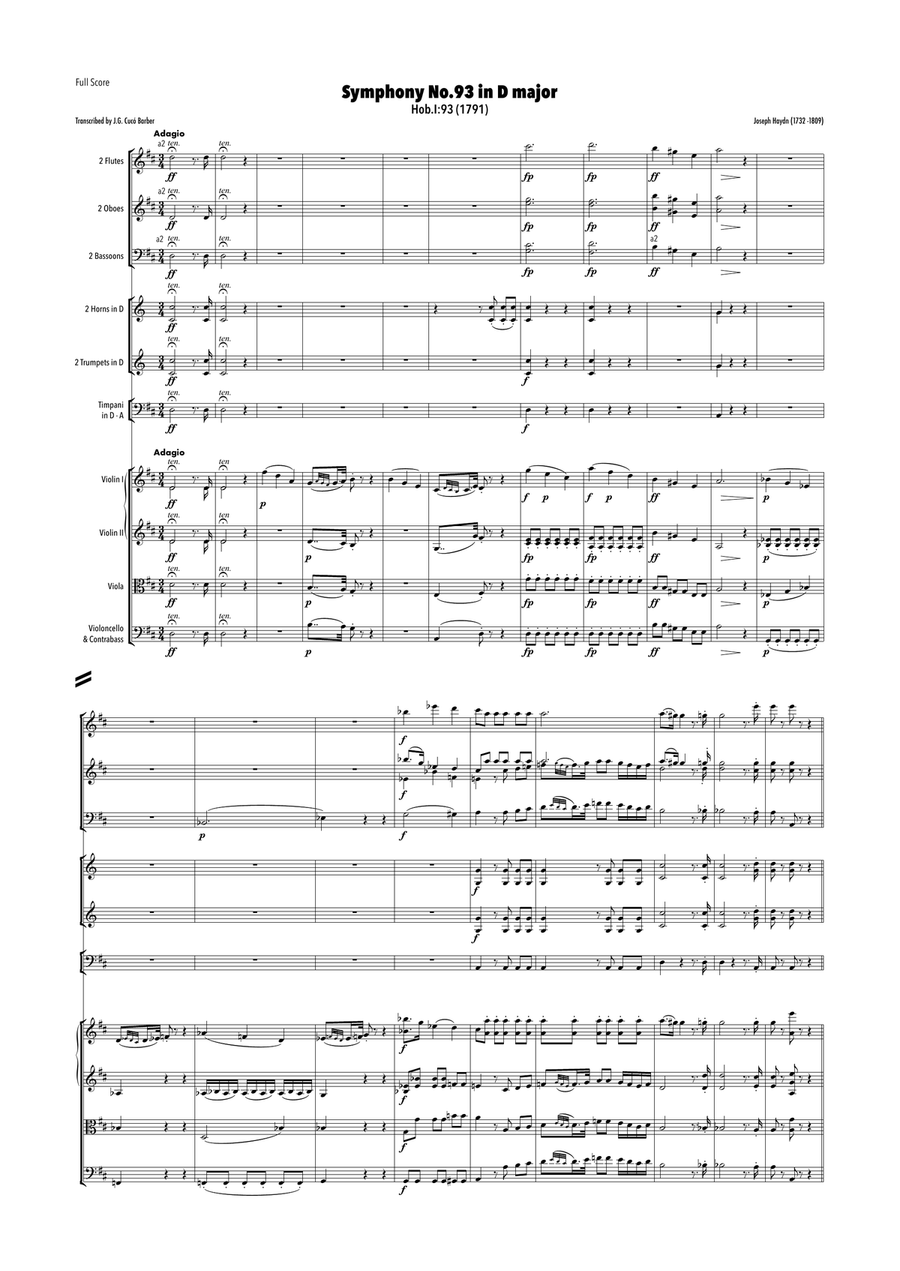 Haydn - Symphony No.93 in D major, Hob.I:93 Full Orchestra scores gallery preview page 1