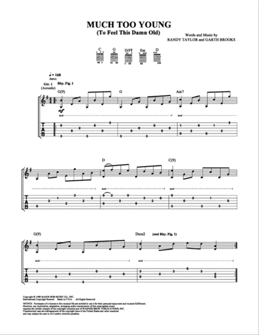 Much Too Young (To Feel This Damn Old) Electric Guitar scores gallery preview page 1